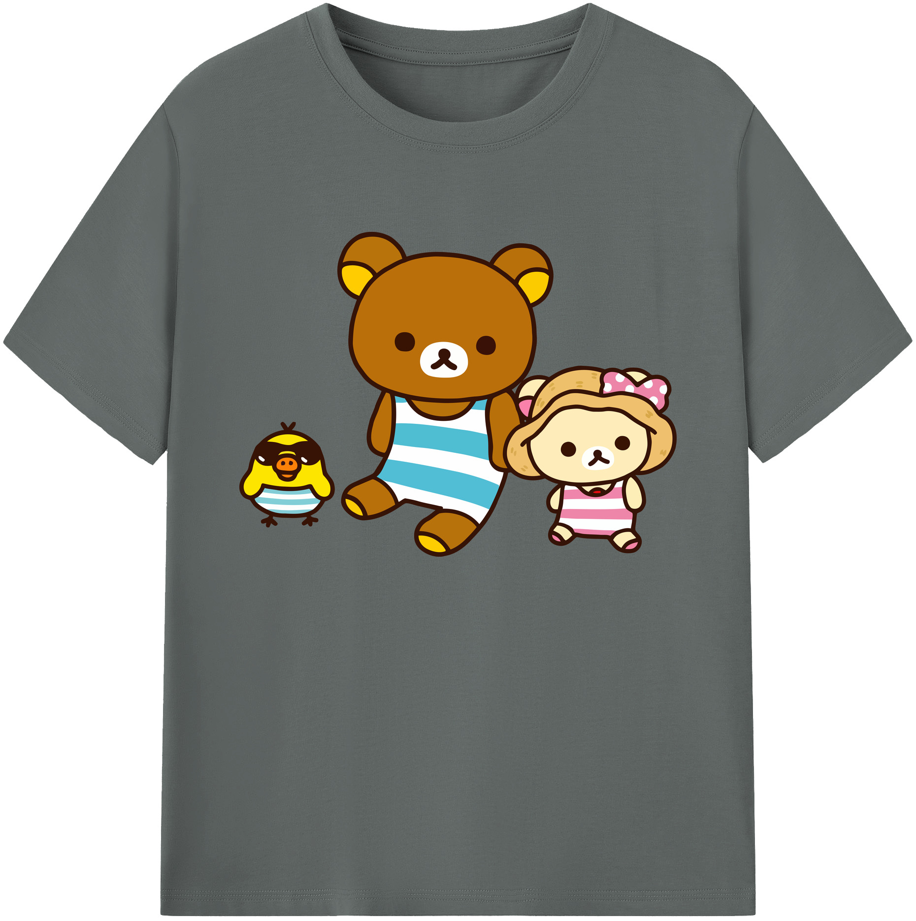 （画像用） リラックマ リラックマ キイロイトリ Rilakkuma Korilakkuma Kiiroitori 綿100％ メンズ半袖Tシャツ｜肌触りやわらか＆通気性